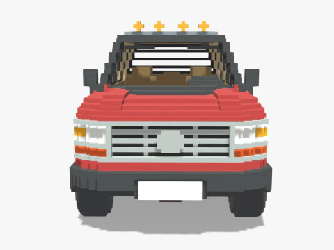 복셀 픽업 더블 캡 크기 3 3D 모델