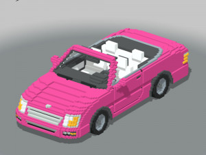 Voxel Convertible Car Barbie Style 3D Модель