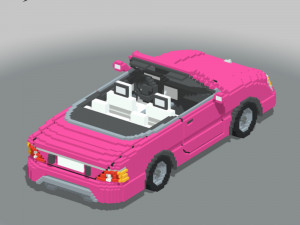 Voxel Convertible Car Barbie Style 3D Модель