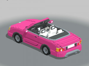 Voxel Convertible Car Barbie Style 3D Модель