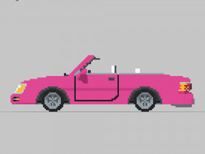 Voxel Convertible Car Barbie Style 3D Модель