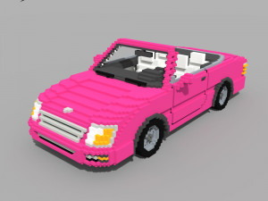 Voxel Convertible Car Barbie Style 3D Модель
