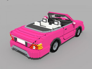 Voxel Convertible Car Barbie Style 3D Модель