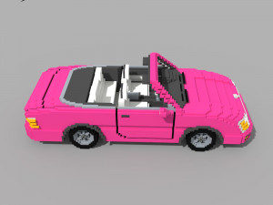 Voxel Convertible Car Barbie Style 3D Модель