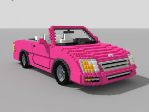 Voxel Convertible Car Barbie Style 3D Модель