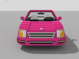 Voxel Convertible Car Barbie Style 3D Модель