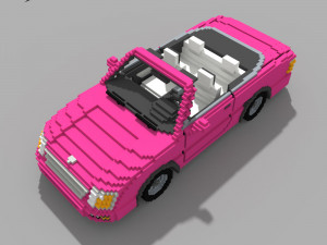 Voxel Convertible Car Barbie Style 3D Модель