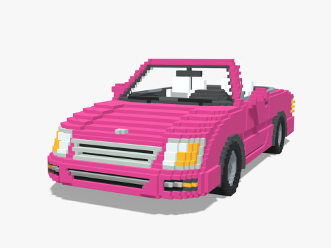 Voxel Convertible Car Barbie Style Model 3D