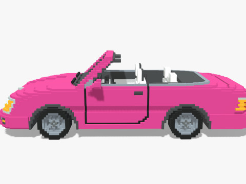 Voxel Convertible Car Barbie Style 3Dモデル
