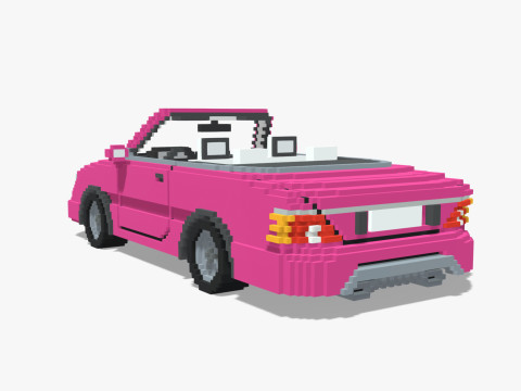 Voxel Convertible Car Barbie Style 3Dモデル
