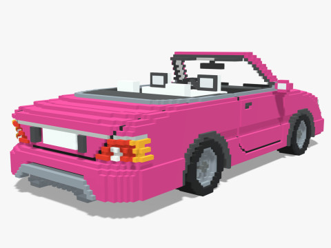 Voxel Convertible Car Barbie Style 3Dモデル
