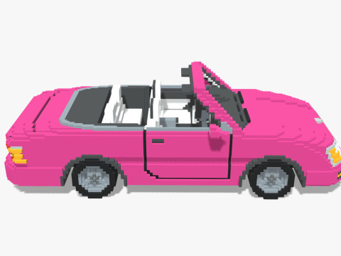 Voxel Convertible Car Barbie Style 3Dモデル