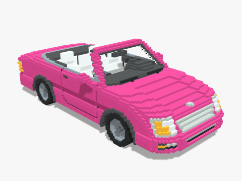 Voxel Convertible Car Barbie Style 3Dモデル