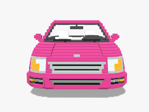 Voxel Convertible Car Barbie Style 3Dモデル