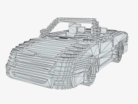 Voxel Convertible Car Barbie Style 3Dモデル