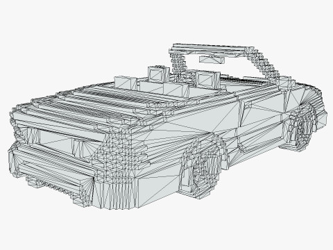 Voxel Convertible Car Barbie Style 3Dモデル