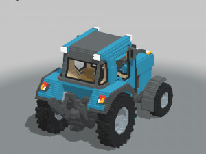 Voxel Tractor 3D Model