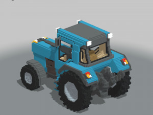Voxel Tractor 3D Model