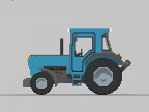 Voxel Tractor 3D Model