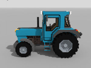 Voxel Tractor 3D Model