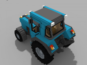 Voxel Tractor 3D Model