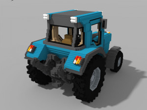 Voxel Tractor 3D Model