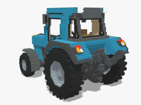 Voxel Tractor 3D Model