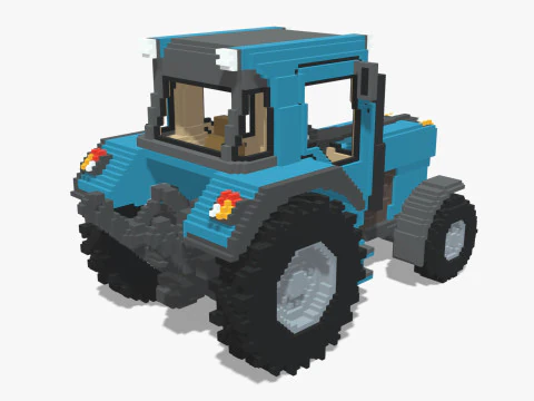 Voxel Tractor 3D Model