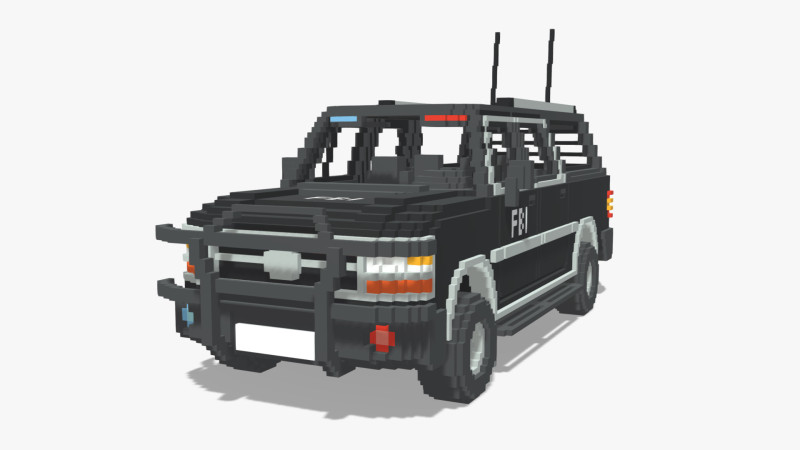 Voxel FBI SUV Model 3D .c4d .max .obj .3ds .fbx .stl .blend