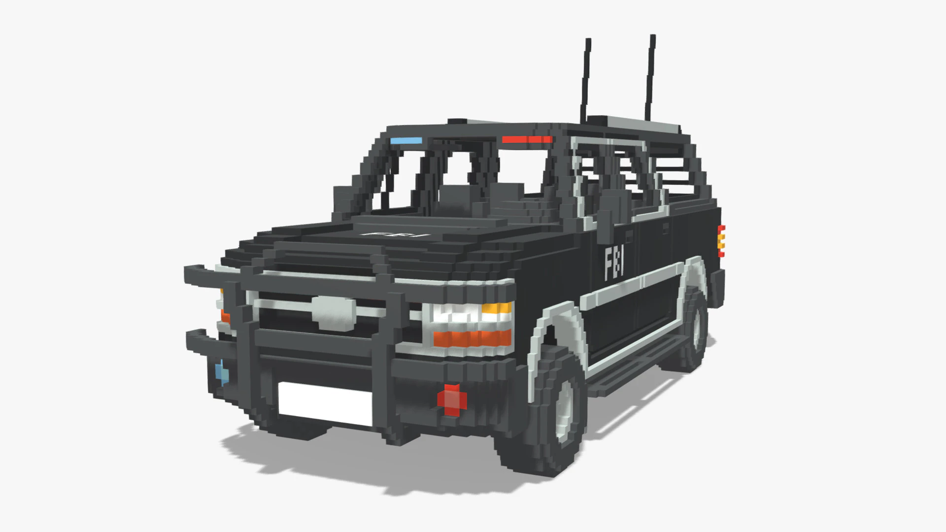 Voxel FBI SUV 3D Model .c4d .max .obj .3ds .fbx .stl .blend 