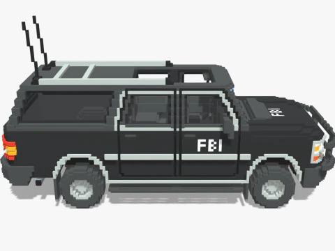 Voxel FBI SUV 3D Model
