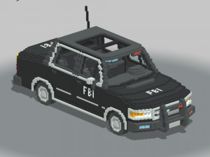Voxel FBI Car 3D Model