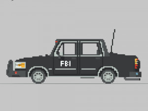 Voxel FBI Car 3D Model
