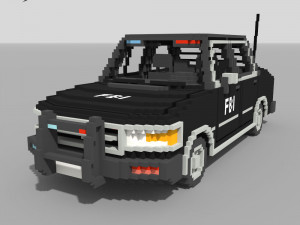 Voxel FBI Car 3D Model