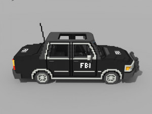 Voxel FBI Car 3D Model