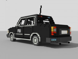 Voxel FBI Car 3D Model