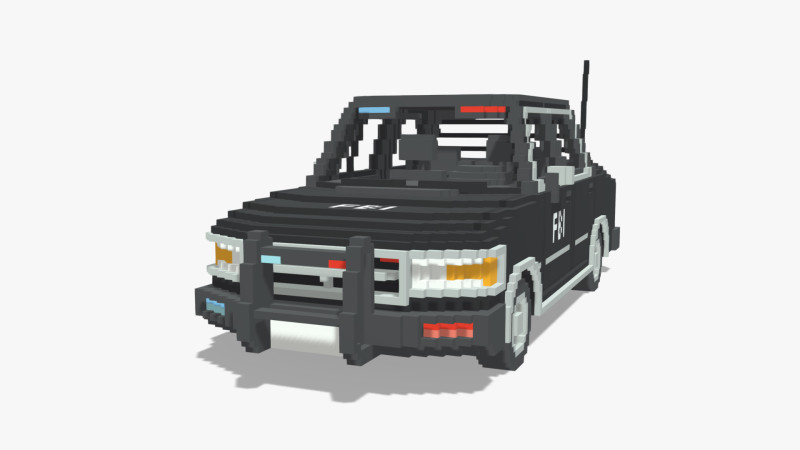 Voxel FBI Car 3D Modell .c4d .max .obj .3ds .fbx .stl .blend 