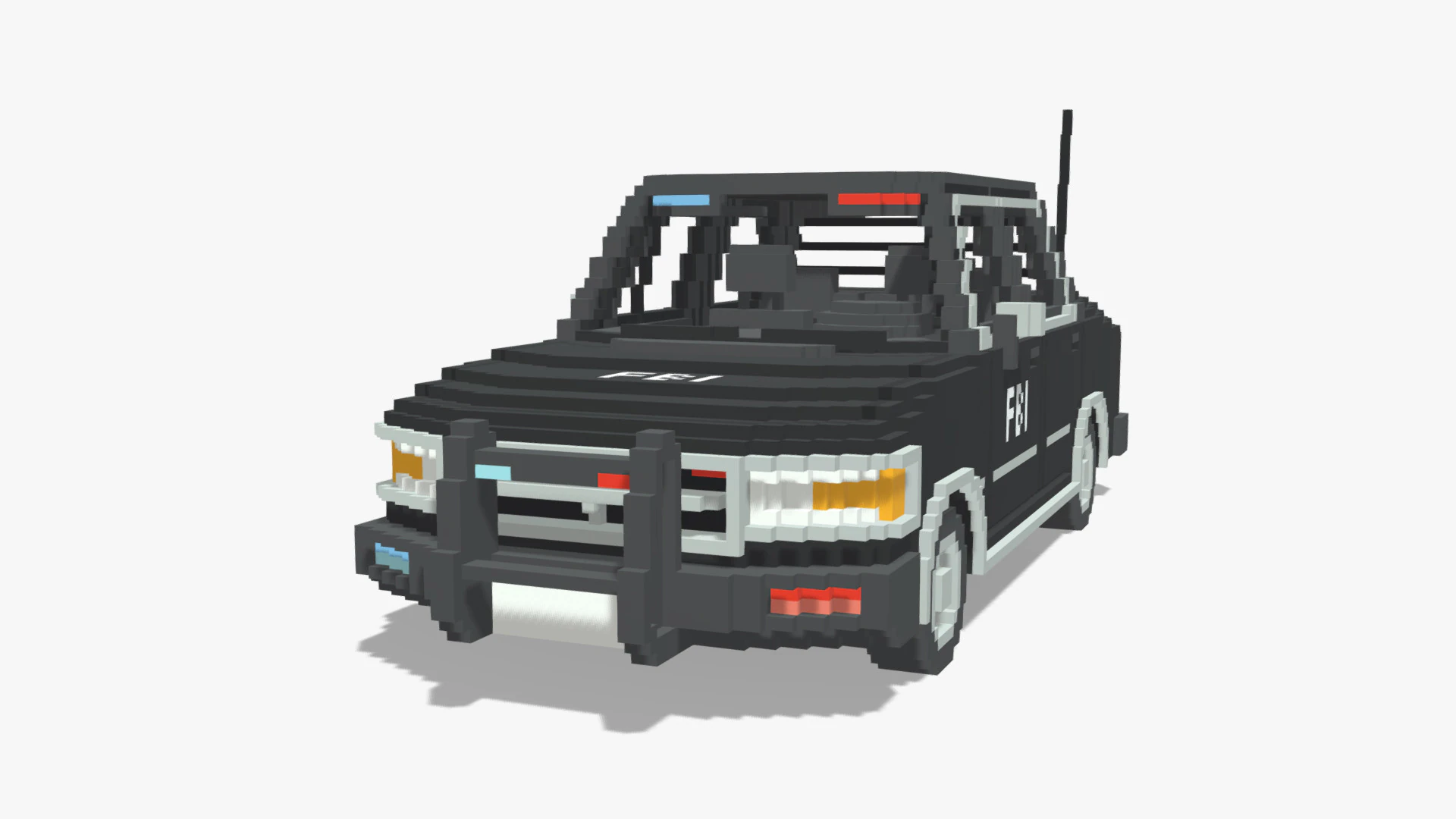Voxel FBI Car 3D Model .c4d .max .obj .3ds .fbx .stl .blend