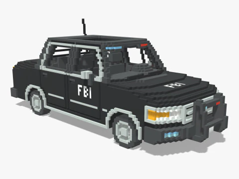 Voxel FBI Car 3D Model