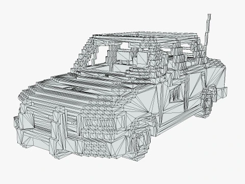 Voxel FBI Car 3D Model