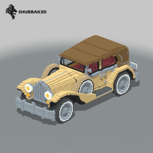 Voxel Classic Car 3D Модель .c4d .max .obj .3ds .fbx .stl .blend 