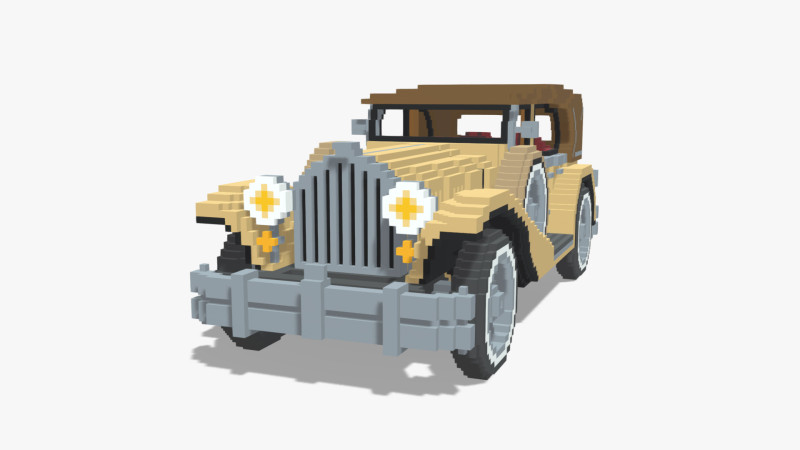 Voxel Classic Car 3D Model .c4d .max .obj .3ds .fbx .stl .blend