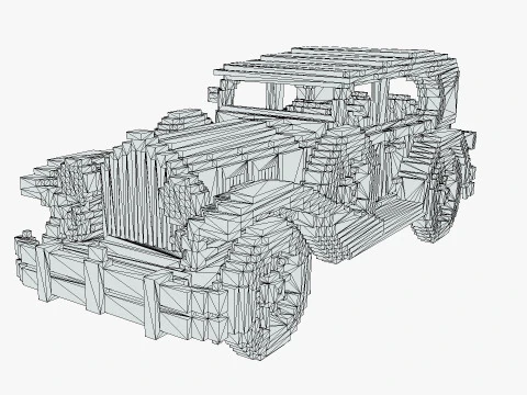 Voxel Classic Car 3D Model