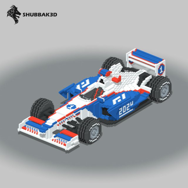 Voxel F1 Car 3D Model .c4d .max .obj .3ds .fbx .stl .blend 