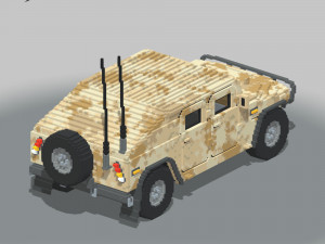 Voxel Military Humvee 3D Model