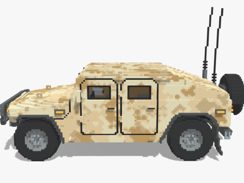Voxel Military Humvee Modello 3D