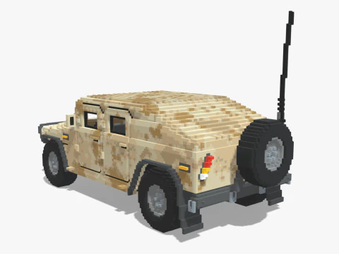 Humvee Militar Voxel Modelo 3D