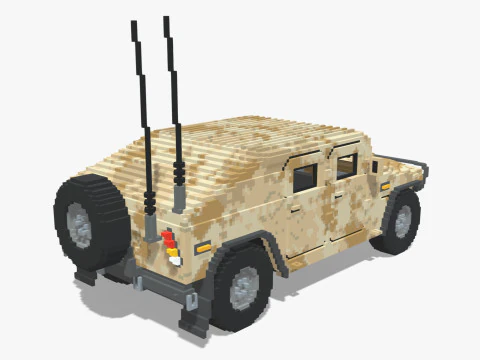 Humvee Militar Voxel Modelo 3D