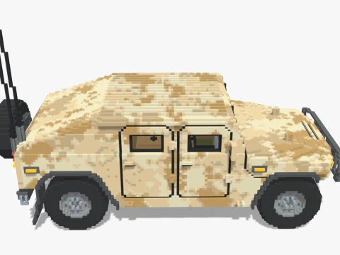 Humvee Militar Voxel Modelo 3D