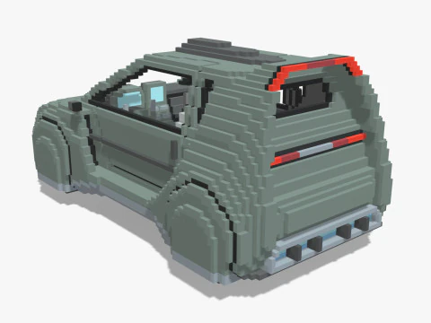 Voxel Sci-Fi Car 3D Model